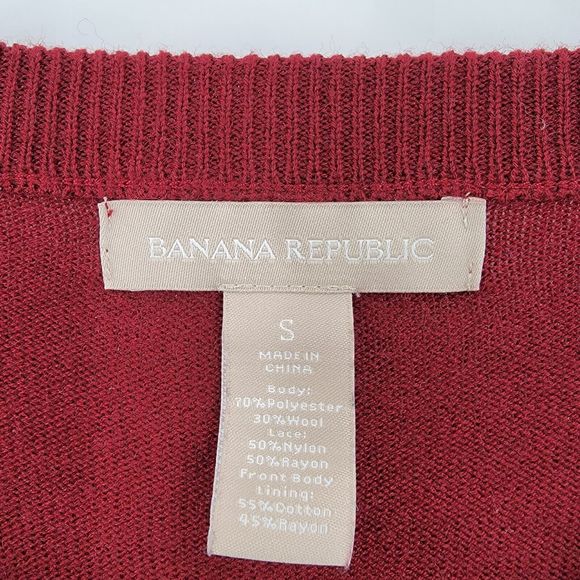 Banana Republic Cardigan Womens Small Lace Button Up Long Sleeve Red Sweater - Picture 7 of 10